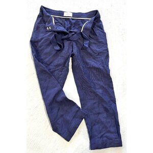 $198 Wilfred  Aritzia Navy Blue Linen Blend Drawstring Pants Sz 2